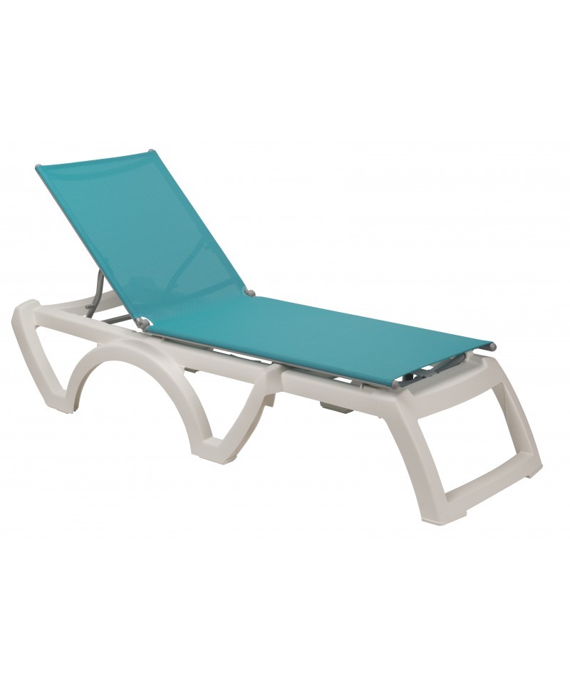 Bain de soleil Jamaica Turquoise/socle blanc  [Grosfillex]