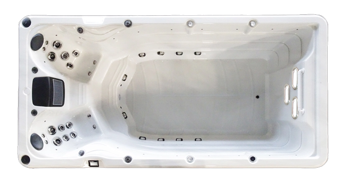 [8184149391174] Spa de nage acturus blanc marbre / panneau gris