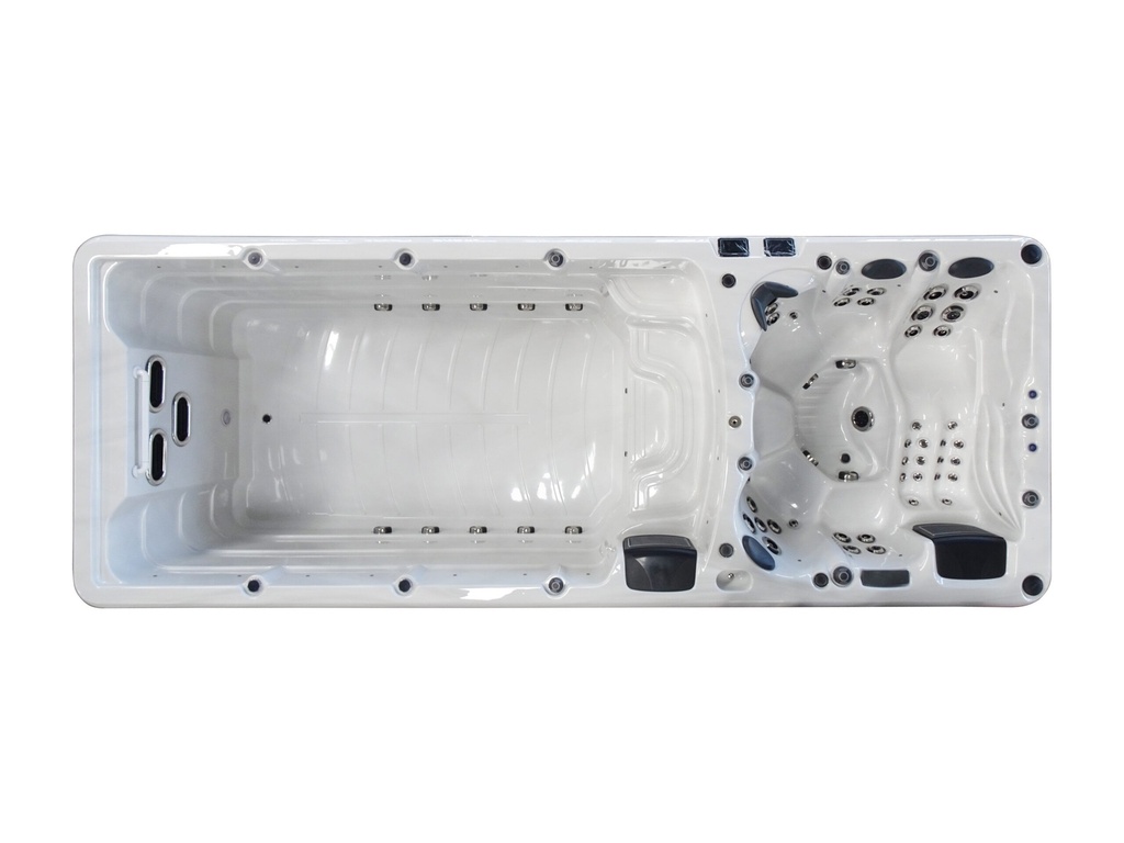 [8184153227155] Spa de nage pulsar blanc marbre / panneau gris