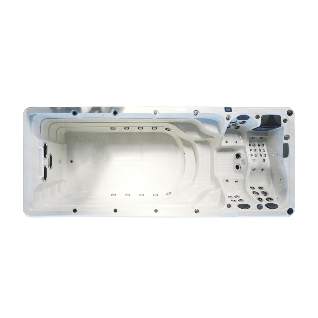 [8184153227575] Spa de nage sirius blanc marbre / panneau gris