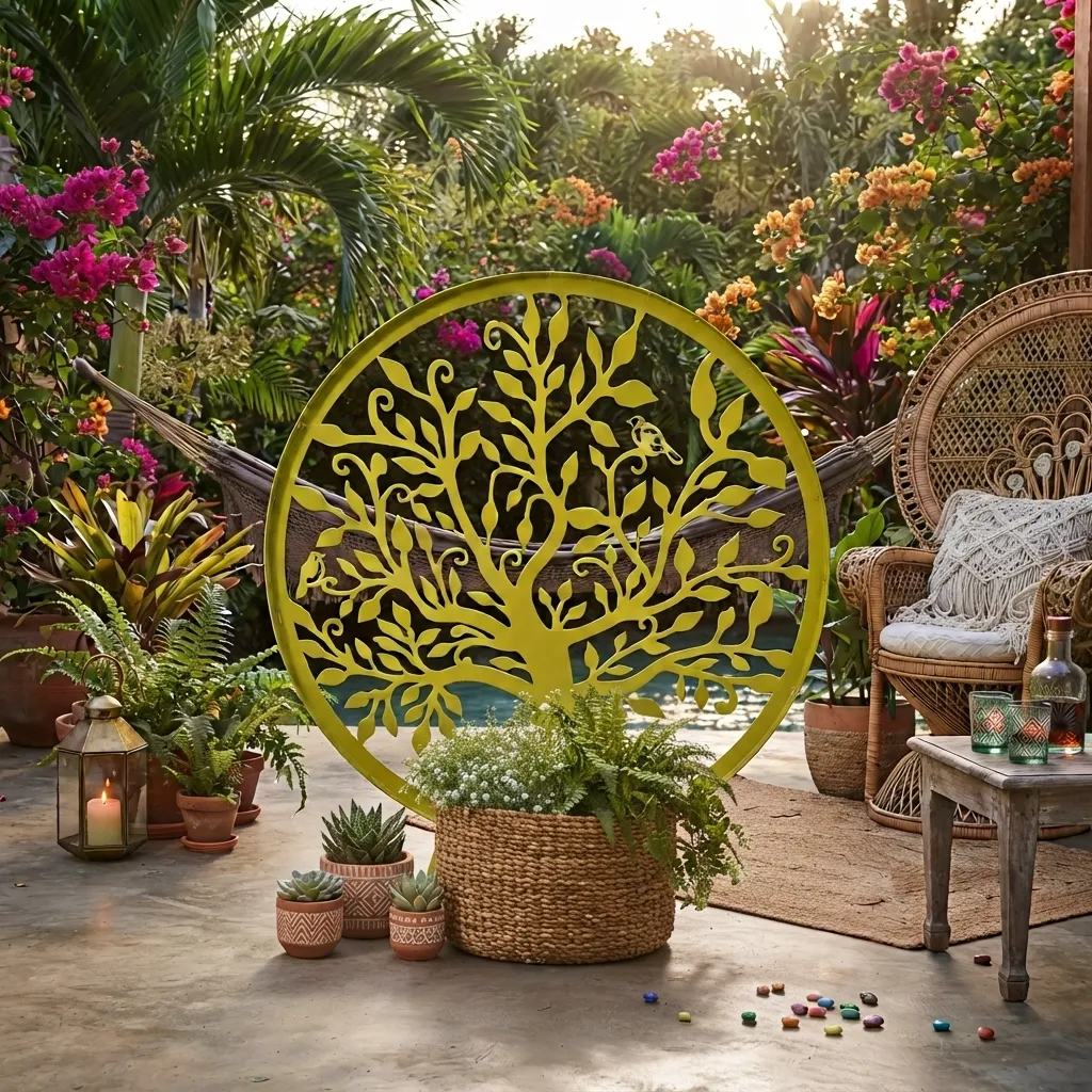 Arbre de vie décoratif extérieur jaune (75cm) OUTDOOR